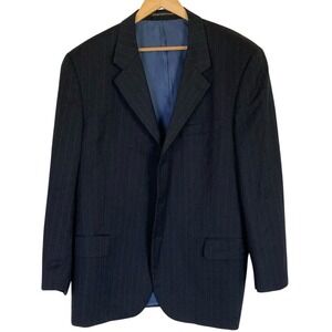 S. Cohen Mens Classic Blue Pinstripe 3 Button Blazer Size 50R Wool Union Made‎